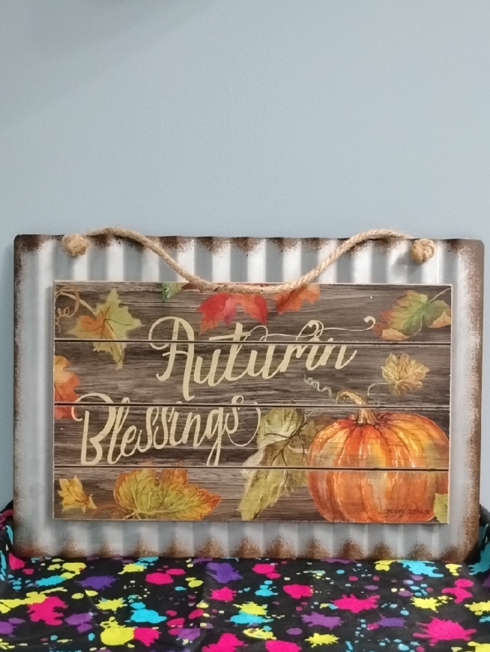 Source Unknown Autumn Blessings Wall Plaque - Orange, Brown, Green, Yellow